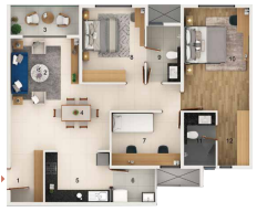2 BHK floor plan preview